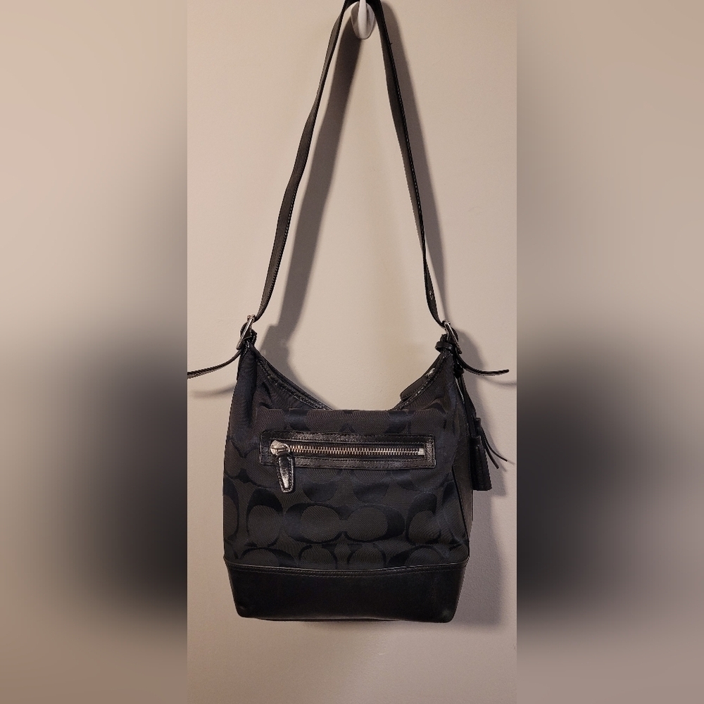 Coach Signature C Sufflette Cloth crossbody bag in black - Picture 7 of 13